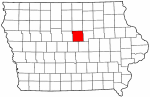Iowa Map showing Hardin County