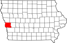 Iowa Map showing Harrison County