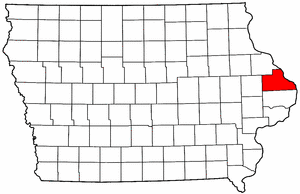 Iowa Map showing Jackson County