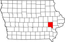 Iowa Map showing Johnson County