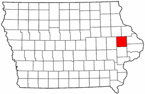 Iowa Map showing Jones County
