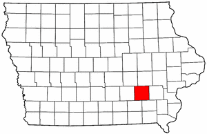 Iowa Map showing Keokuk County