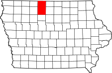 Iowa Map showing Kossuth County