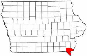 Iowa Map showing Lee County