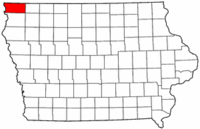Iowa Map showing Lyon County