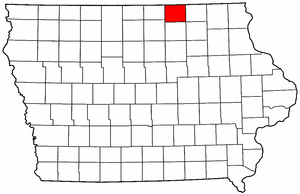 Iowa Map showing Mitchell County