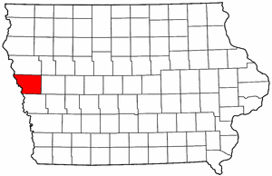 Iowa Map showing Monona County