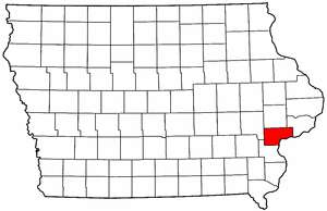 Iowa Map showing Muscatine County