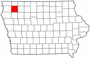 Iowa Map showing Obrien County