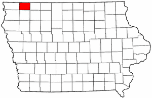 Iowa Map showing Osceola County