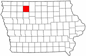 Iowa Map showing Palo Alto County