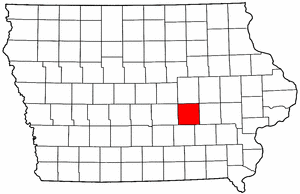 Iowa Map showing Poweshiek County