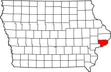 Iowa Map showing Scott County