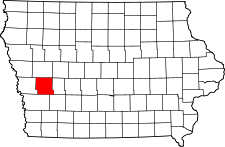 Iowa Map showing Shelby County