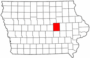 Iowa Map showing Tama County