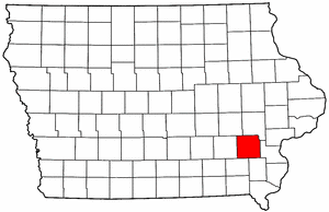 Iowa Map showing Washington County