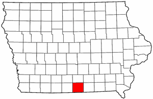Iowa Map showing Wayne County