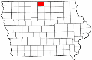 Iowa Map showing Winnebago County