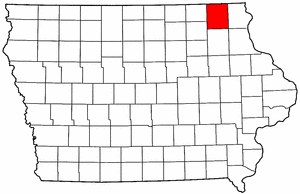 Iowa Map showing Winneshiek County
