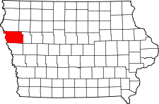 Iowa Map showing Woodbury County