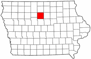 Iowa Map showing Wright County