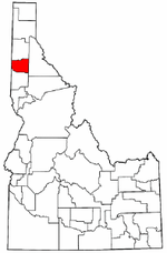 Idaho Map showing Benewah County