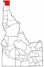 Idaho Map showing Boundary County