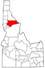 Idaho Map showing Clearwater County