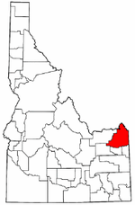 Idaho Map showing Fremont County