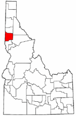 Idaho Map showing Latah County