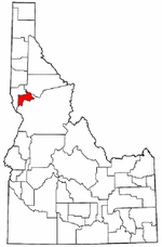 Idaho Map showing Lewis County