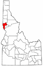 Idaho Map showing Nez Perce County