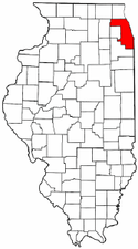 Illinois Map showing Cook County