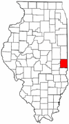 Illinois Map showing Edgar County
