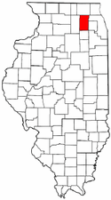 Illinois Map showing Kane County