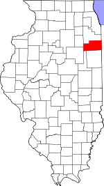 Illinois Map showing Kankakee County