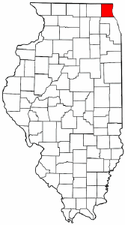 Illinois Map showing Lake County