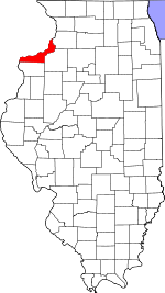 Illinois Map showing Rock Island County