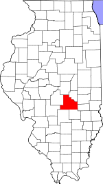 Illinois Map showing Shelby County