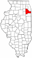 Illinois Map showing Will County