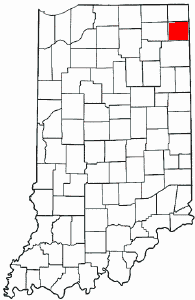 Indiana Map showing DeKalb County