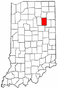 Indiana Map showing Huntington County