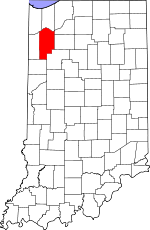 Indiana Map showing Jasper County