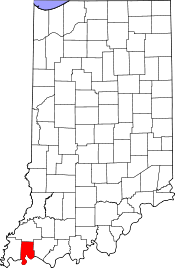 Indiana Map showing Vanderburgh County