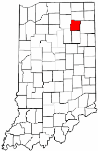 Indiana Map showing Whitley County