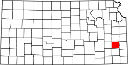 Kansas Map showing Allen County