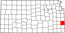 Kansas Map showing Bourbon County