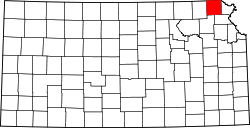 Kansas Map showing Brown County