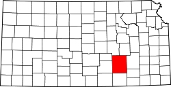 Kansas Map showing Butler County