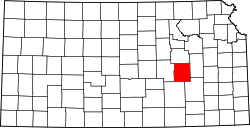 Kansas Map showing Chase County